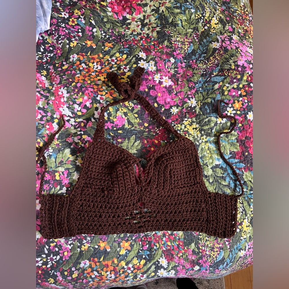 Handmade Crochet Yarn Halter Crop Top
